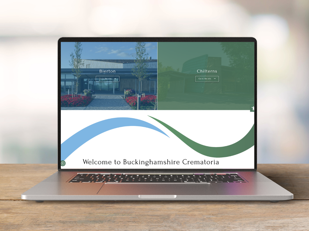 Bierton and Chiltern Crematorium Website mock up on laptop