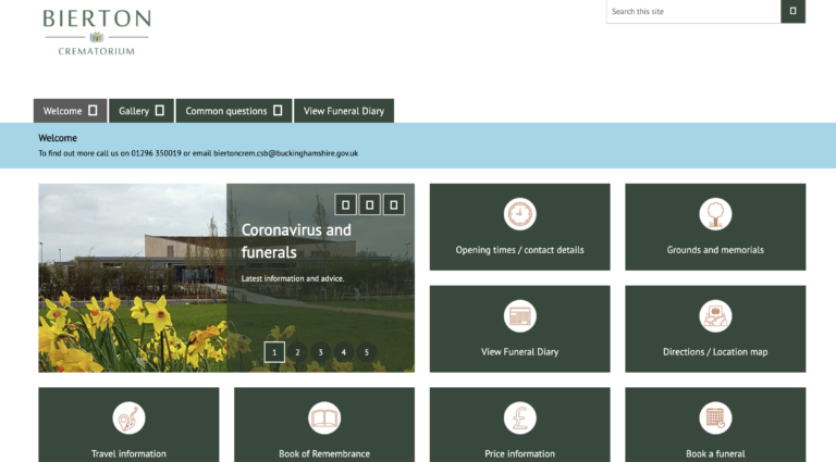 Image of the Crematorium website before the website redesign